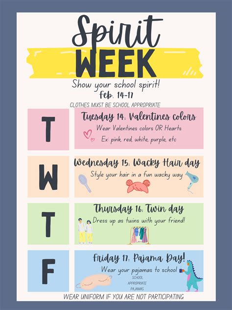 Spirit week poster ideas for elementary school