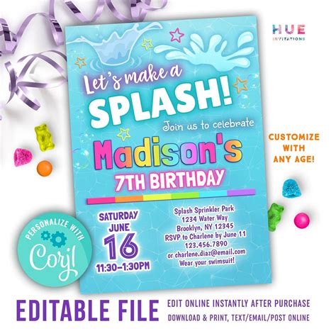 Splash Party Invitation Templates