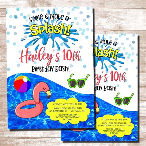 Splashy Water Park Invitation