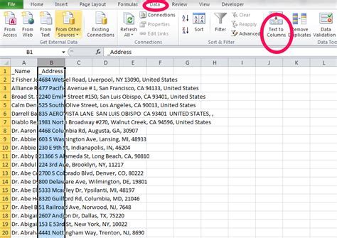 Split Address in Excel