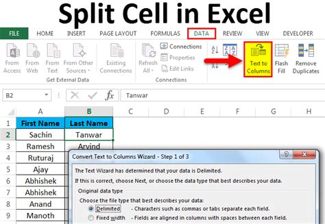 Split feature in Excel