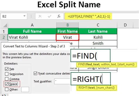 Split Names in Excel Example