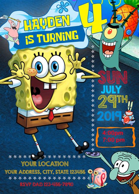 SpongeBob Birthday Invitation Template