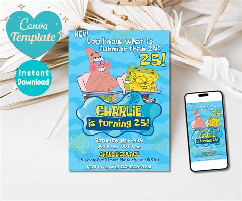 Spongebob Birthday Invitation Template