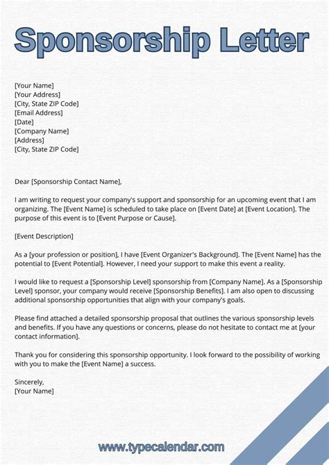 Sponsorship Letter Example 3