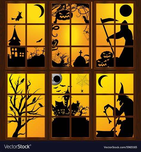 Spooky Halloween Window Silhouette Designs