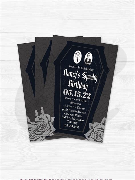 Spooky Mansion Wednesday Addams Invitation