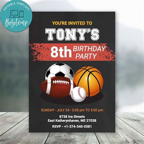 Sports Birthday Invitations Gallery 1