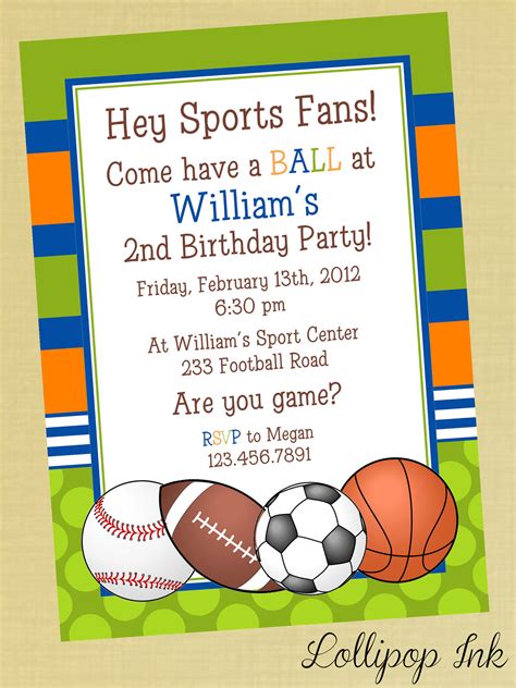 Sports Birthday Invitations Gallery 6