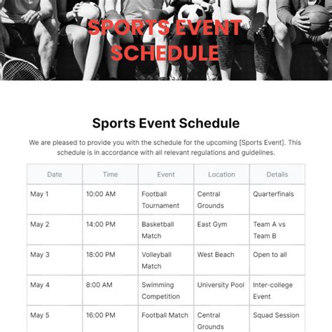 Sports Event Scheduling Template Example