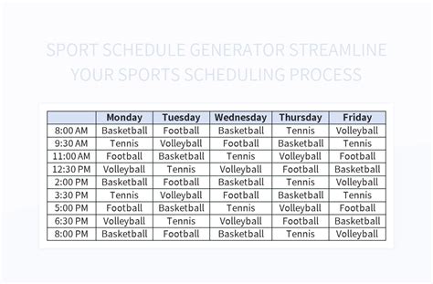 Sports Schedule Maker Template Example