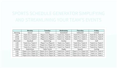 Sports Schedule Maker Template Advanced Features