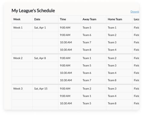 Sports Schedule Maker Template Key Features