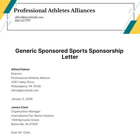 Sports Sponsorship Template