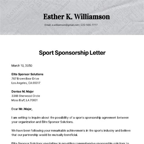 Sports Sponsorship Template