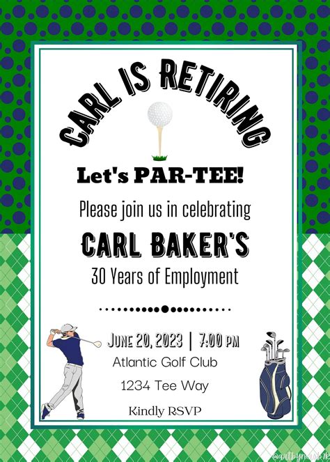 Sports-themed retirement party invitation