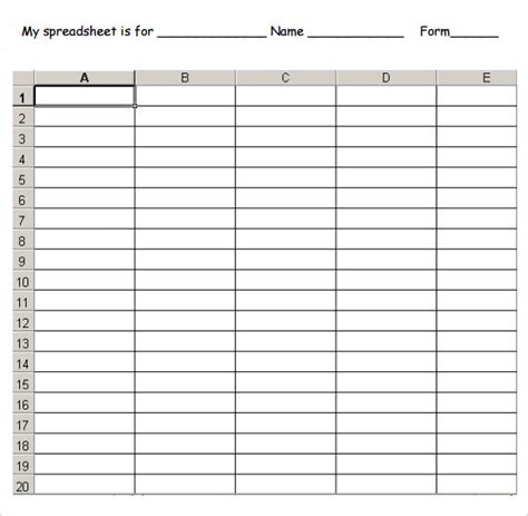 A spreadsheet showing a financial planning template