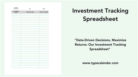 Spreadsheet Investment Tracking