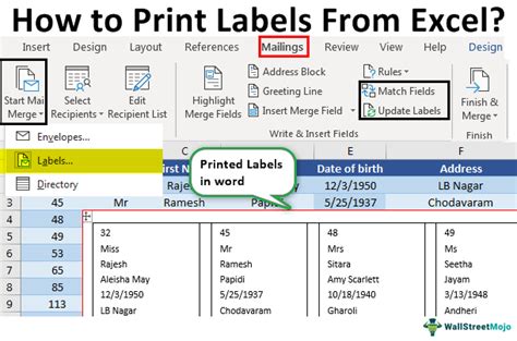 Spreadsheet Label Template Example