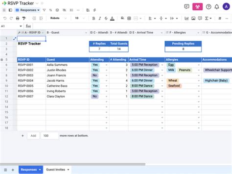 Spreadsheet RSVP Tracking