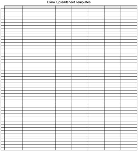 Printable Spreadsheet Template