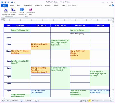 Blank spreadsheet template for scheduling