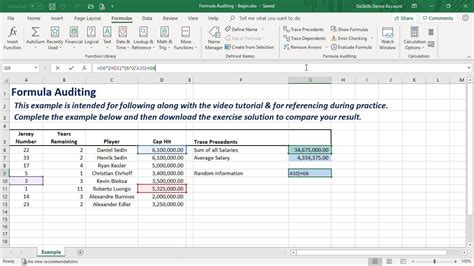 Spreadsheets Formula Auditing