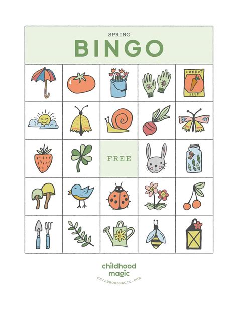 Spring Activities Bingo Card