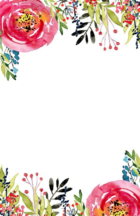 Spring Floral Border Invitation Template