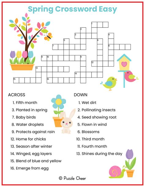 Spring Floral Crossword Printable