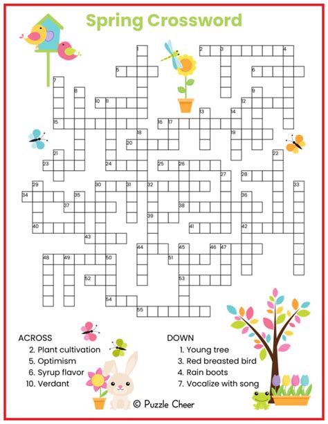 Spring Floral Crossword Printable