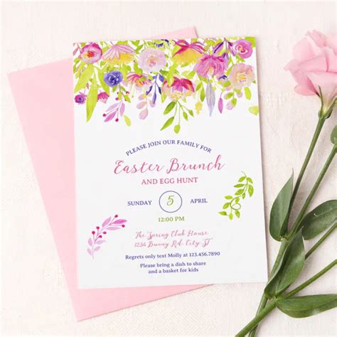 Spring floral Easter invitation template