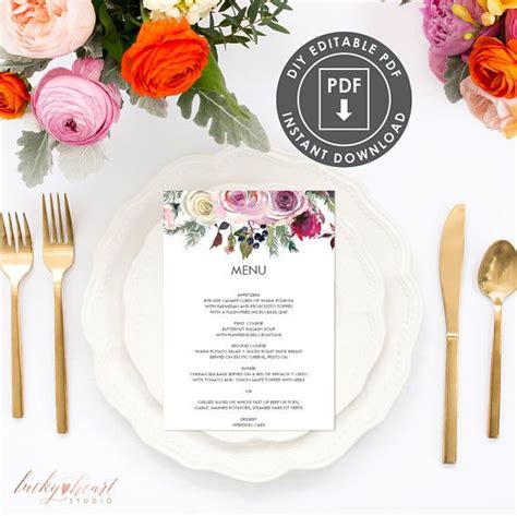 Spring Floral Menu