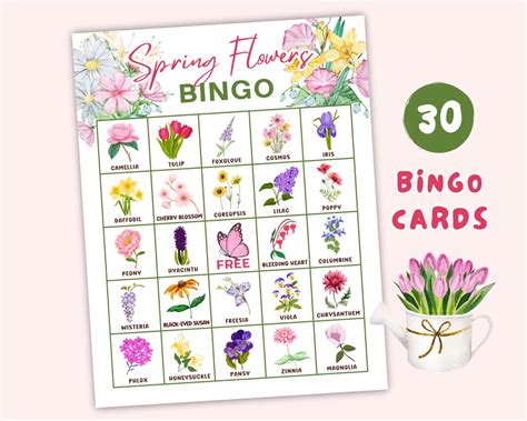 Spring Flower Bingo Card