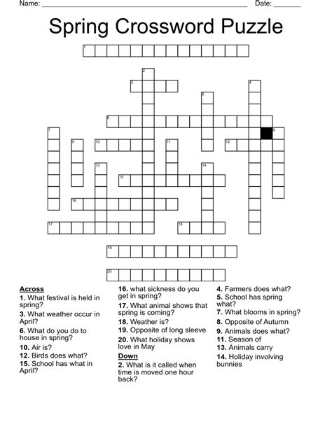 Spring Weather Crossword Printable