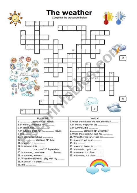 Spring Weather Crossword Printable