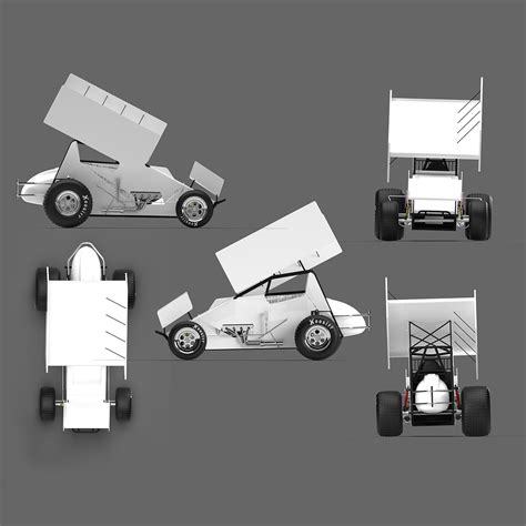 Example of a sprint car template with different views and proportions