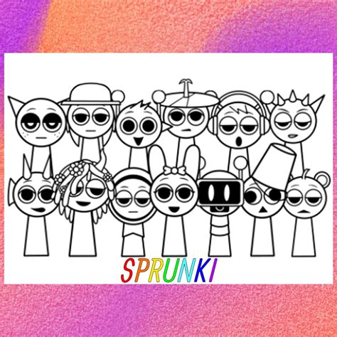 Sprunki coloring page with flowers