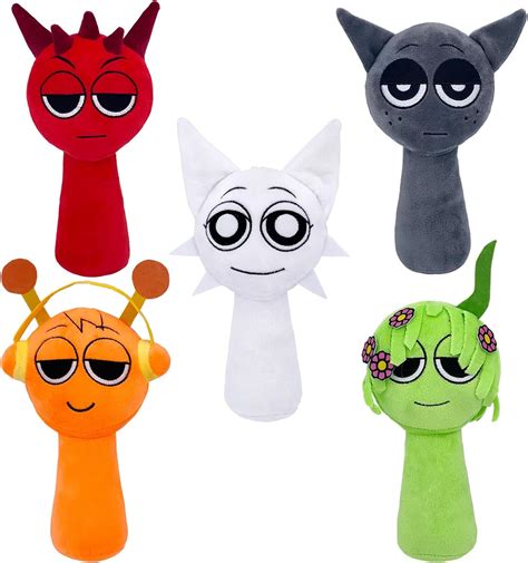 A collection of Sprunki plush toys