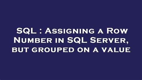 SQL Assign Value