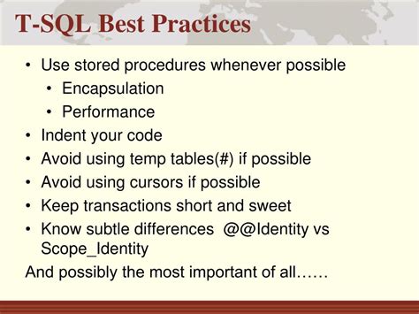 SQL Best Practices