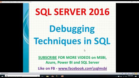 SQL Debugging