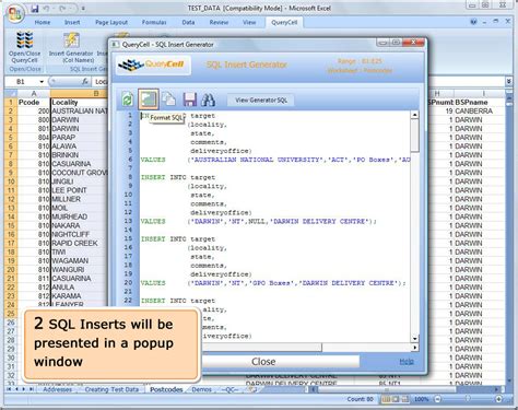 SQL Insert Statements Excel