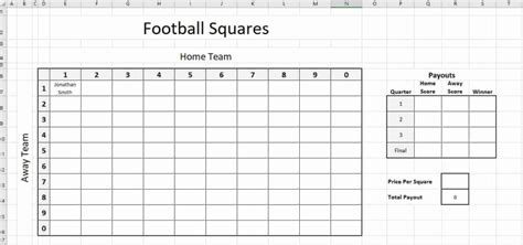 Square Football Pool Template Excel