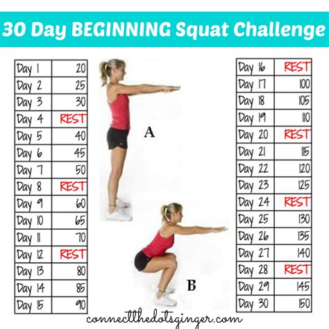 30 Day Squat Challenge Printable Fitness Plan