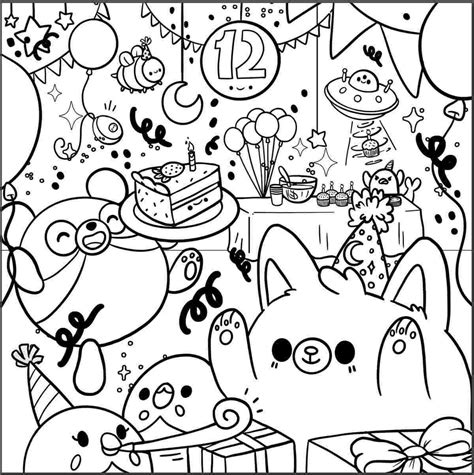 Birthday Squishmallow Coloring Page