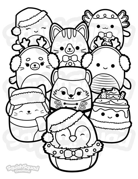 Christmas Squishmallow Coloring Page