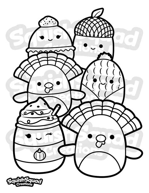 Thanksgiving Squishmallow Coloring Page