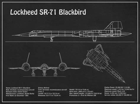 A schematic of an SR-71 Blackbird