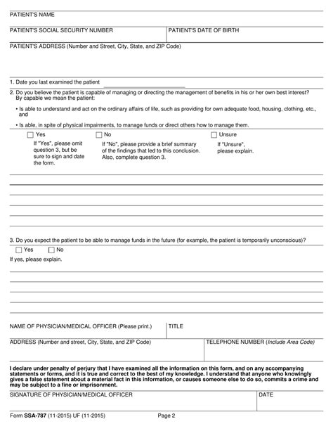 SSA-787 Form Printable Design